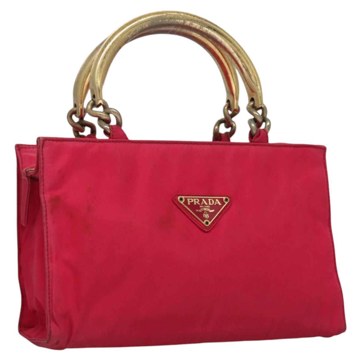 Prada Hand Bag Nylon Pink Auth 109805